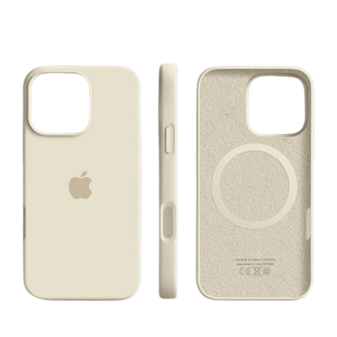 Unisex thin silicone iPhone case with MagSafe. Soft touch, shockproof protection & magnetic secure fit.