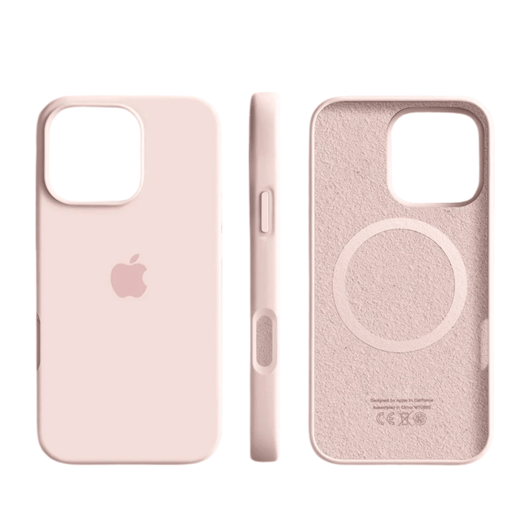 Slim silicone iPhone case with MagSafe. Thin, soft-touch finish provides comfortable grip & shockproof protection.