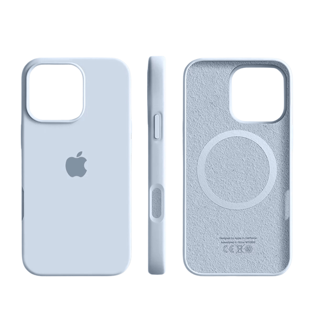 Durable shockproof silicone iPhone case. Magnetic MagSafe compatibility, slim design for essential phone protection.