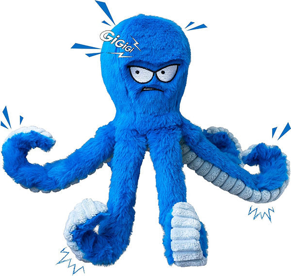 High-quality octopus dog toy, strong and safe for aggressive power chewers, blue color