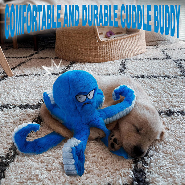Stuffed octopus dog toy with multiple tentacles, ideal tough chew toy for active pets