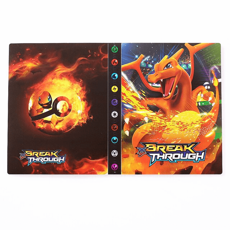 Durable trading card binder, 240-card display for collectible game cards.