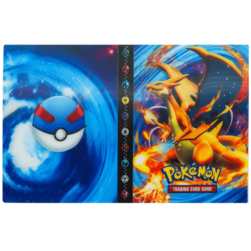 Trading card display album, holds 240 game cards, great for hobby collectors.