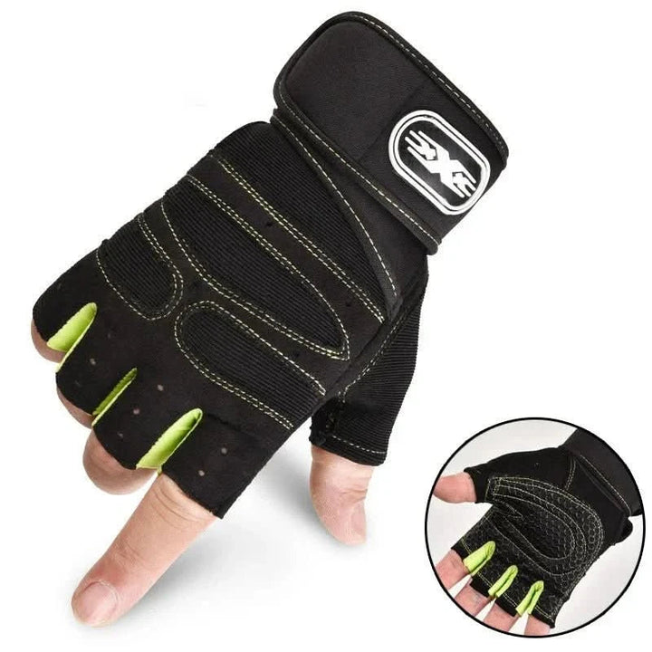 Ergonomic unisex training gloves, designed for comfort & protection during intense exercise; includes wrist support.