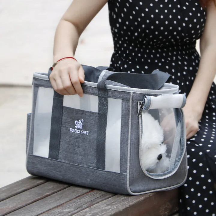 Unisex transparent pet carrier bag for cats, small dogs; for cars, travel crate, breathable