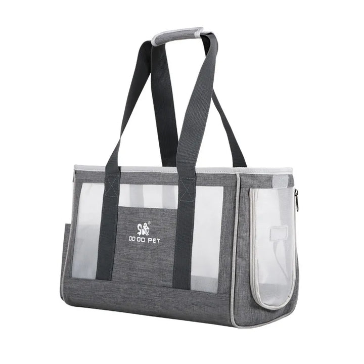 Transparent pet travel crate for small pets, cats, dogs; convenient car carrier, breathable bag