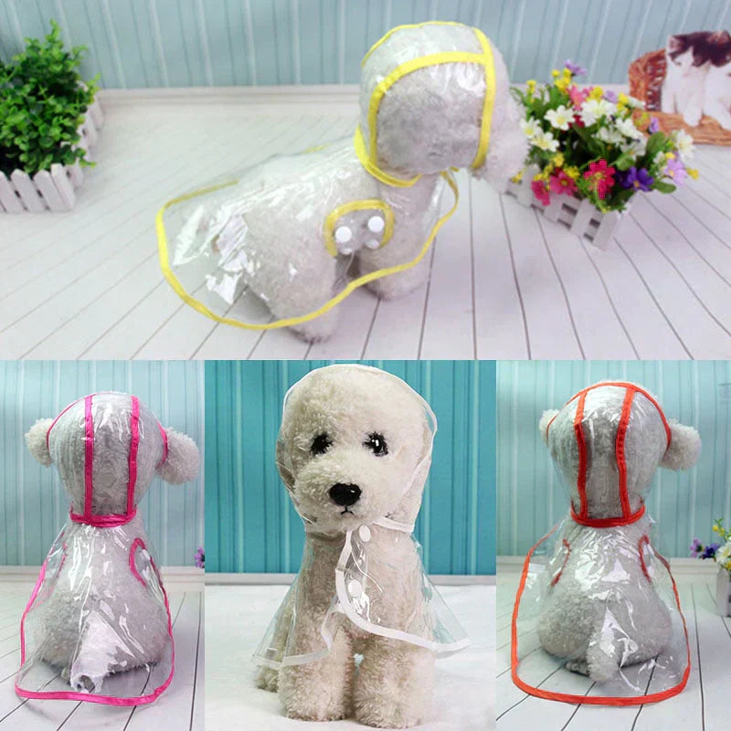 Transparent rain slicker for dogs, easy to clean and store. A must-have for dog owners.