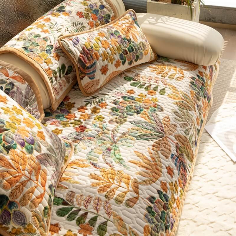 Machine washable tropical pattern couch cover, unisex sofa protector with vibrant design