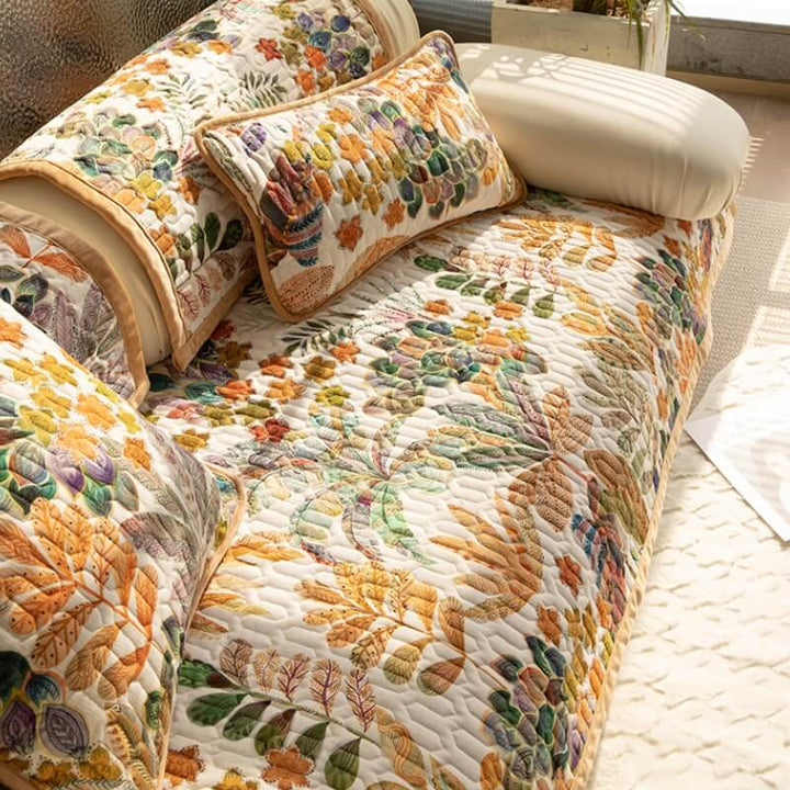 Machine washable tropical pattern couch cover, unisex sofa protector with vibrant design