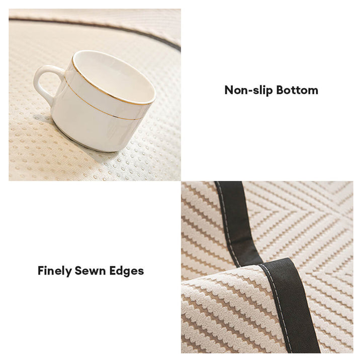 Soft fleece texture of a two-tone herringbone couch cover, a cozy home accent