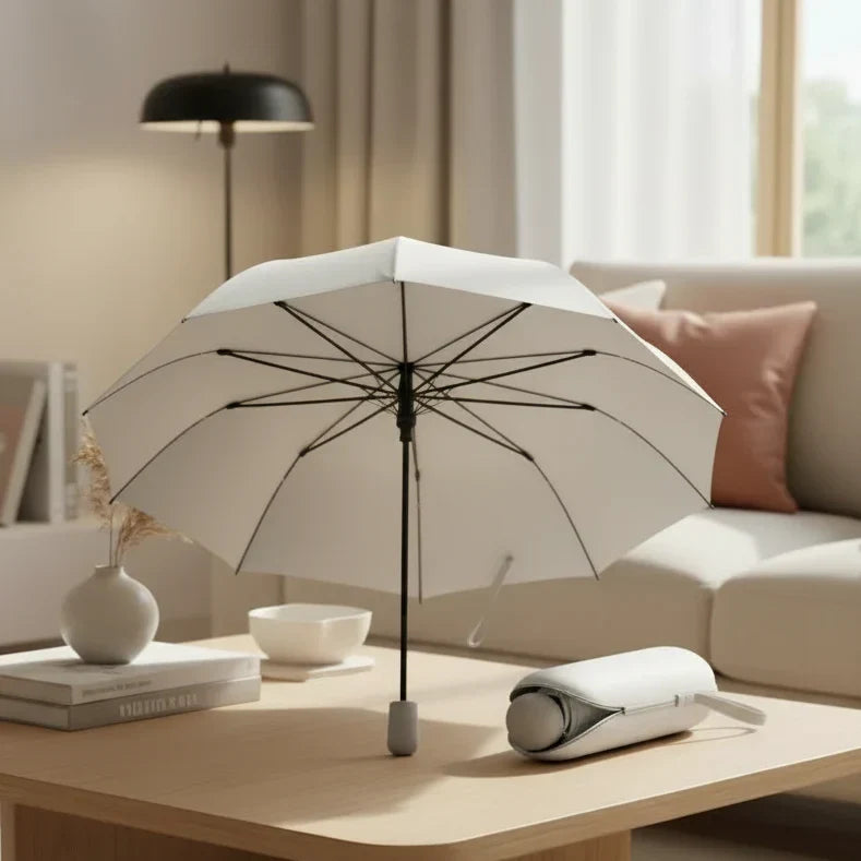 Unisex ultra-compact travel umbrella, perfect for portable rain protection & stylish travel accessories.