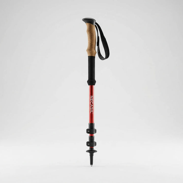 Collapsible ultralight aluminum trekking poles, adjustable for various heights, perfect for hiking.