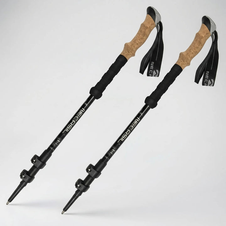 Durable ultralight adjustable trekking poles, set of 2, providing stability for all hiking terrains.