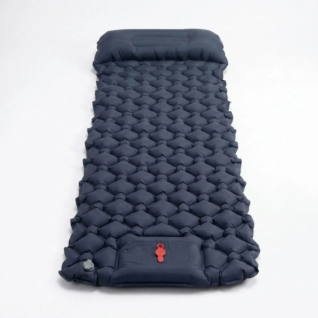 Compact backpacking sleeping pad. Ultralight design with integrated pump for quick inflation on camping trips.