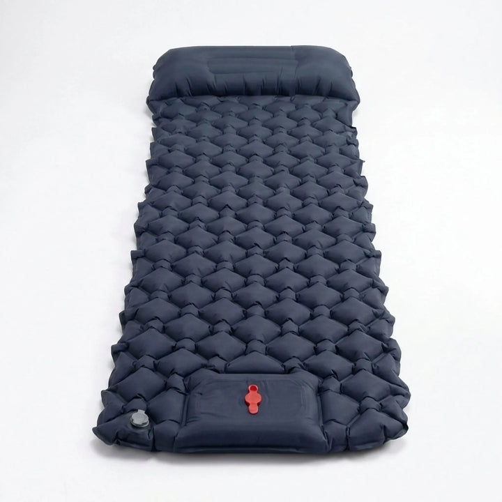 Compact backpacking sleeping pad. Ultralight design with integrated pump for quick inflation on camping trips.