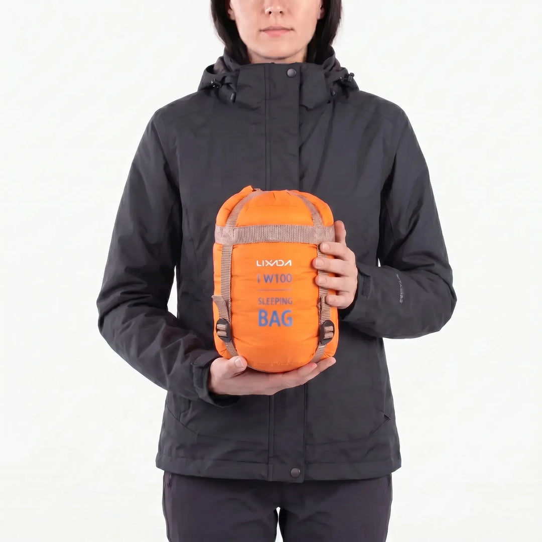 Compact ultralight envelope sleeping bag, perfect for hiking, camping, and travel. Portable adult outdoor gear.