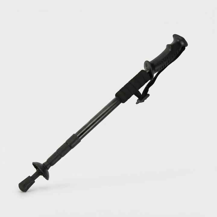 Lightweight aluminum folding trekking pole with ergonomic grip, durable outdoor gear for all trails.