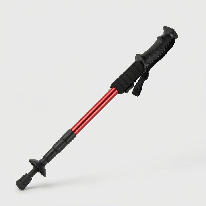 Pair of unisex ultralight folding trekking poles, essential compact trail gear for hiking & backpacking.