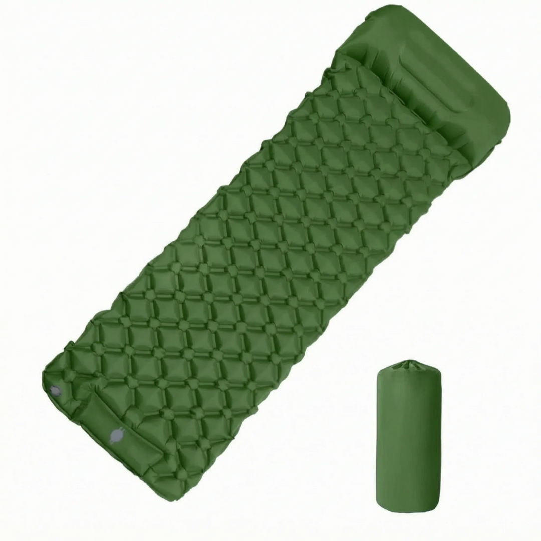 Ultralight camping sleeping pad inside a tent, providing comfortable outdoor gear for backpacking, hiking, and camp nights.