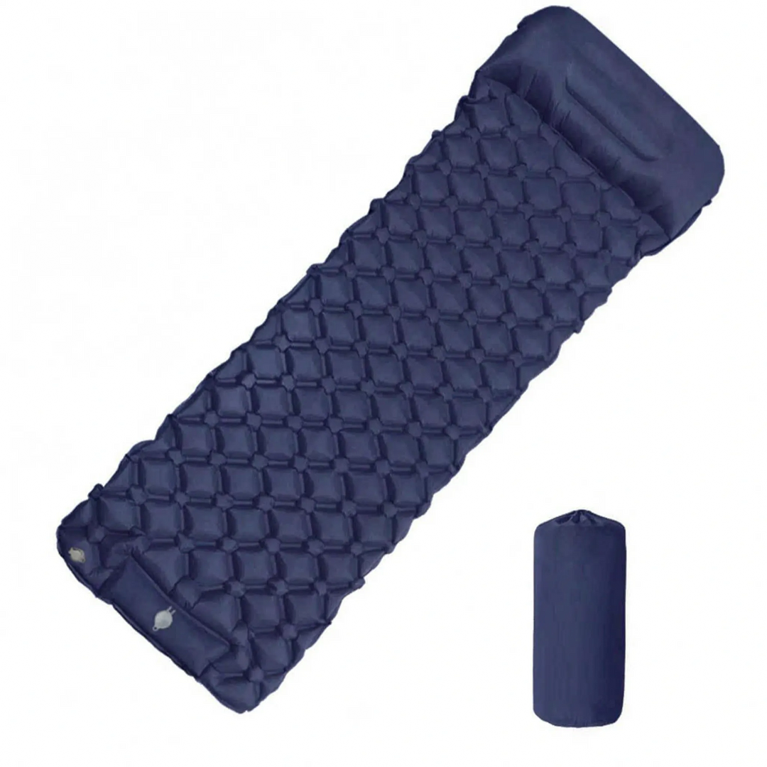 Green unisex ultralight camping sleeping pad for comfortable backpacking; inflatable outdoor gear, perfect camp mat for hiking.