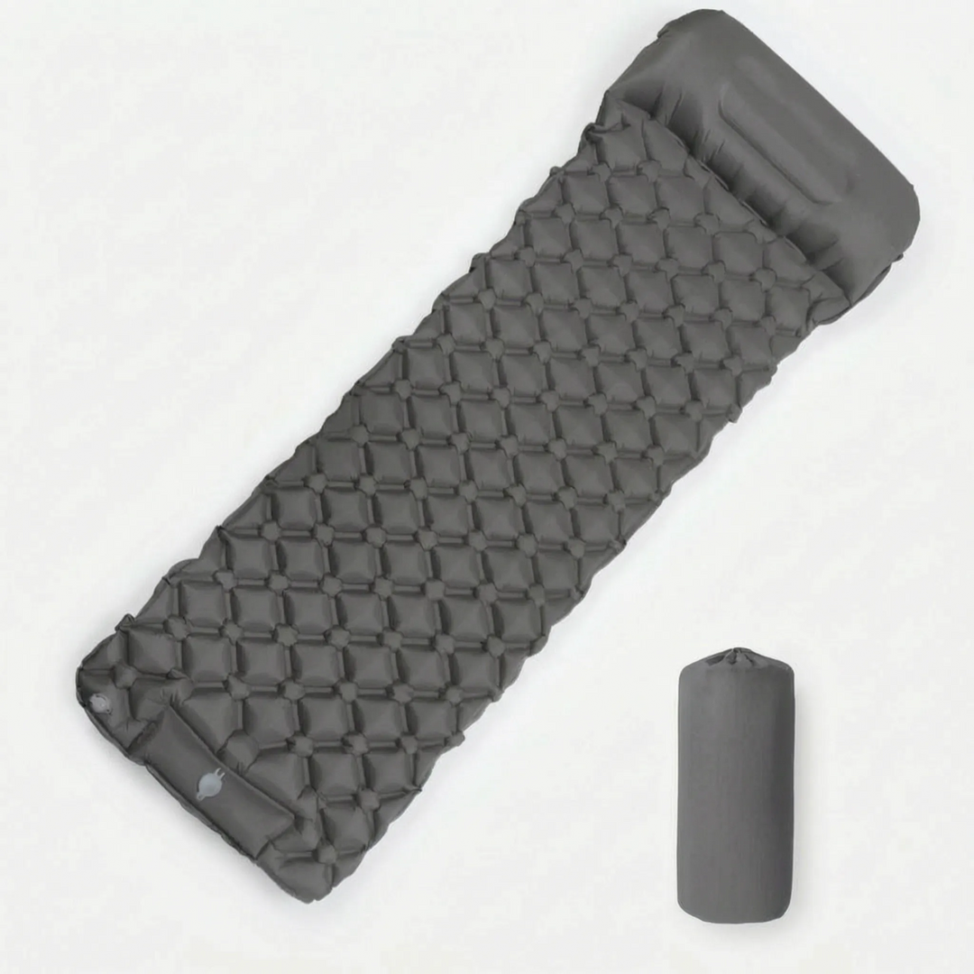 Durable and portable ultralight camping sleeping pad, essential inflatable gear for comfortable backpacking, hiking adventures.