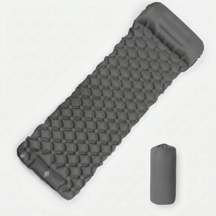 Durable and portable ultralight camping sleeping pad, essential inflatable gear for comfortable backpacking, hiking adventures.