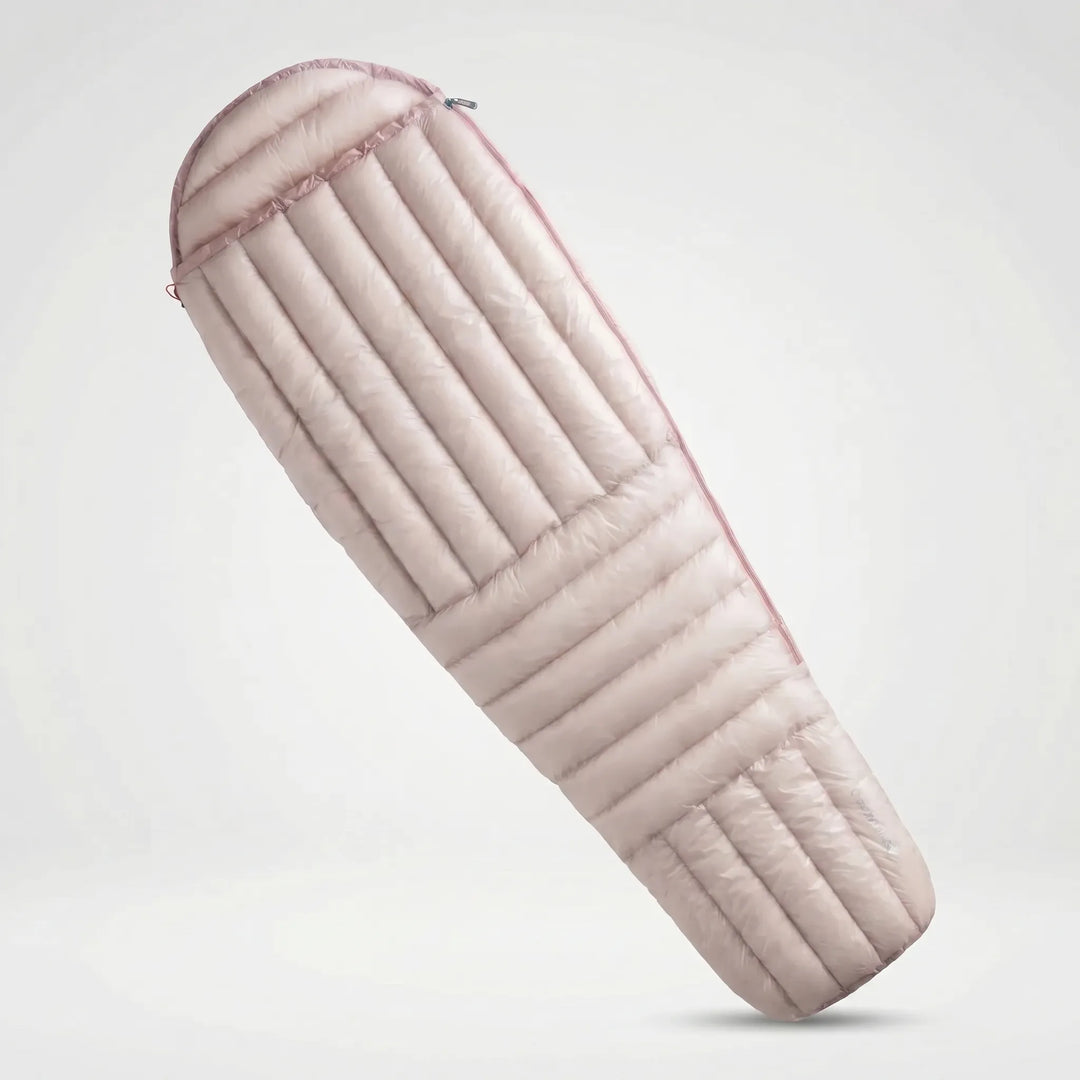 Premium ultralight down mummy sleeping bag. Offers superior warmth & comfort for backpacking & camping.