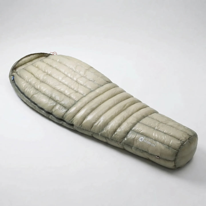 Unisex ultralight down mummy sleeping bag. Perfect for backpacking, camping, & hiking adventures.