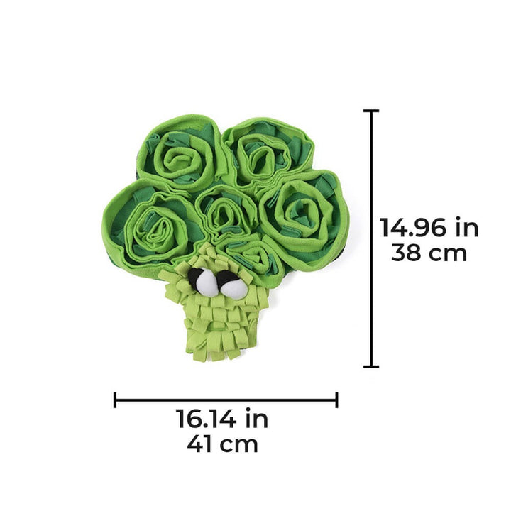 Unisex pet enrichment snuffle mat with vibrant vegetable design, a great interactive dog toy.