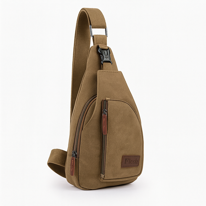 Unisex vintage canvas sling chest bag in a retro design, perfect for everyday carry and travel essentials.