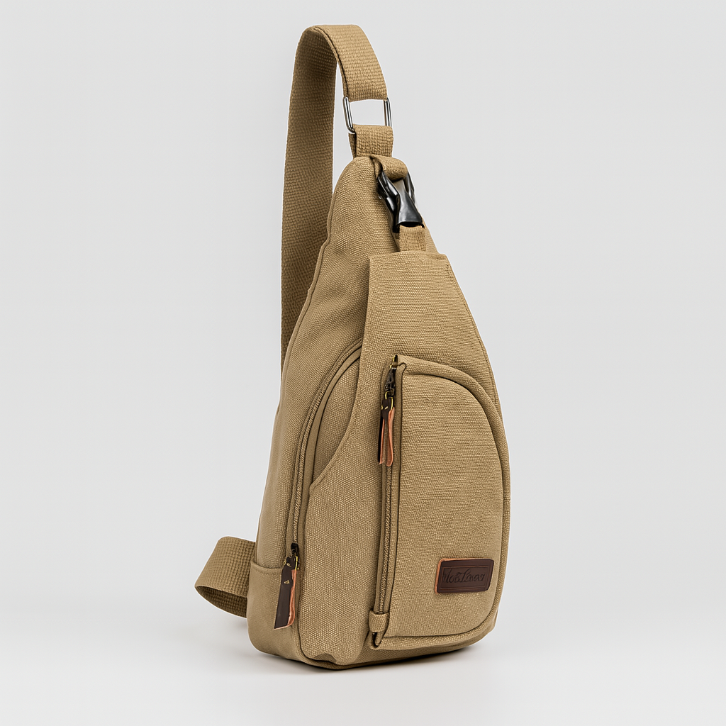 Durable canvas crossbody sling bag for men and women, ideal for daily use, travel, or as a small chest bag.