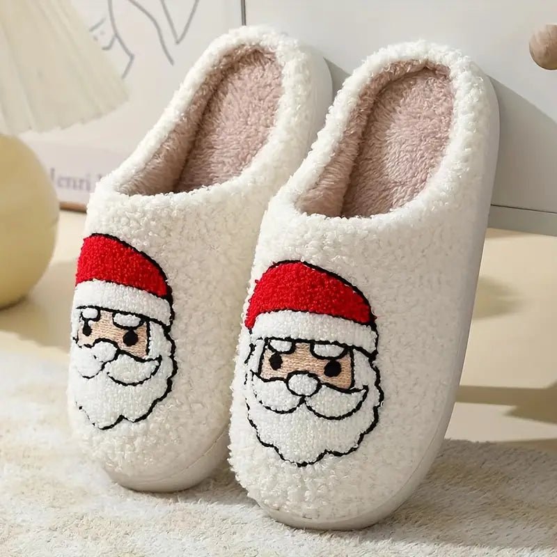 Cozy unisex house slippers, warm and comfortable, with a festive deer design for winter and holidays.