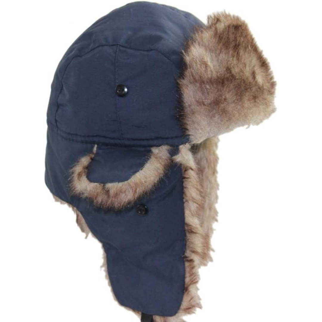 Soft, cozy ear flap trapper hat, essential winter headwear for chilly days.