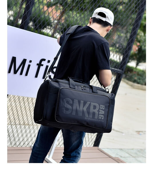 Secure water-resistant gear bag for sports & travel. Keeps sneakers, clothes, & accessories organized.