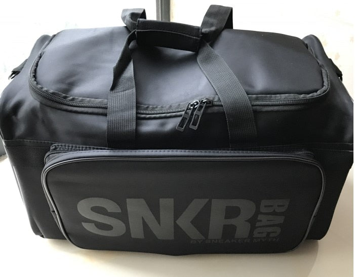 Stylish water-resistant unisex bag for travel. Designed for sneakers, gym gear, & personal items.