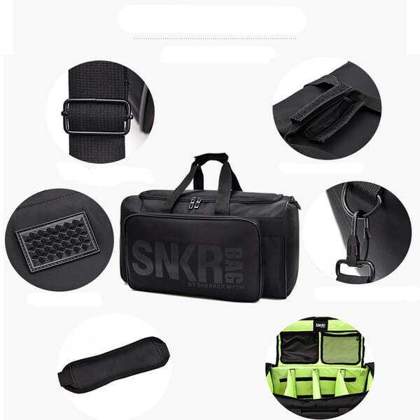 Ergonomic water-resistant sneaker bag. Durable travel duffel for organized sports & gym essentials.