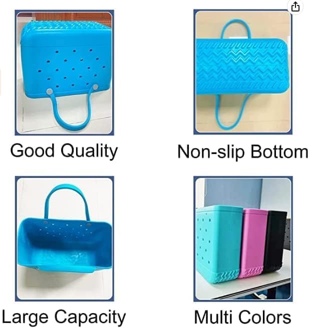 Spacious unisex beach tote featuring drainage holes for quick drying wet swimsuits & towels.