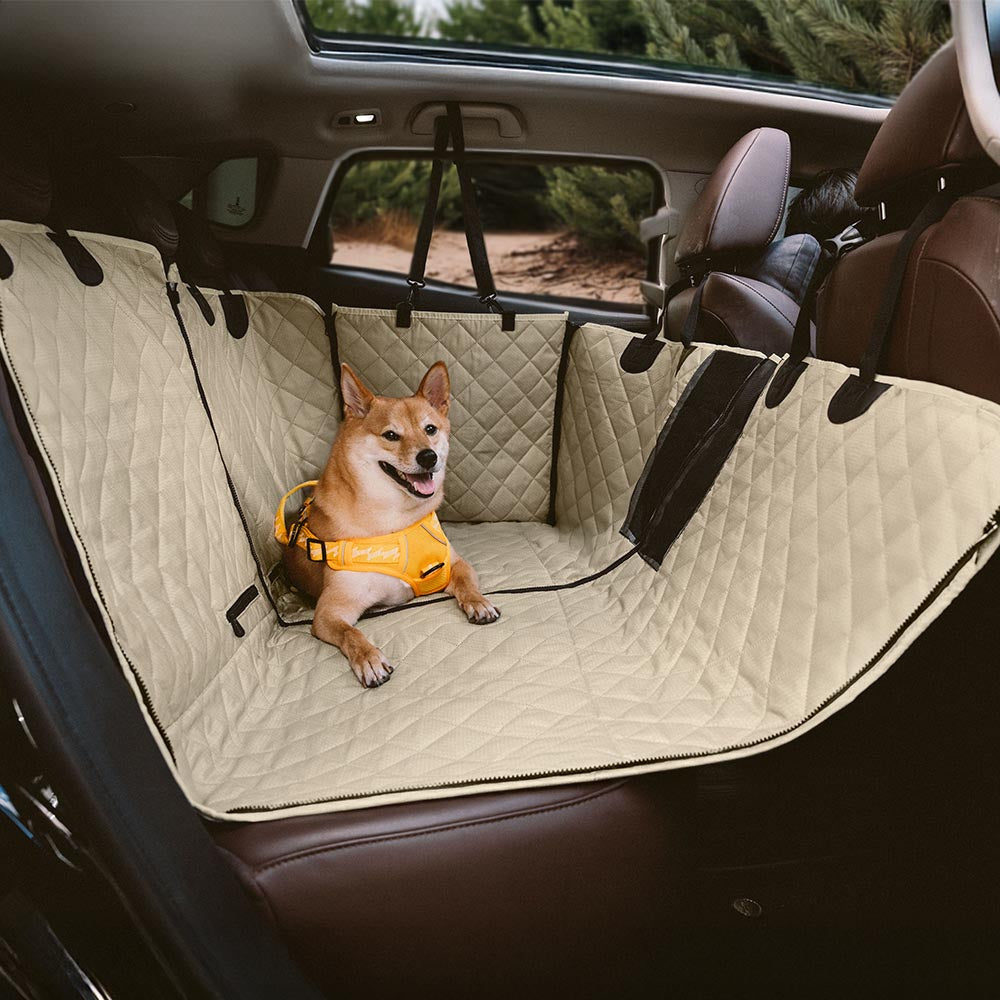 Unisex waterproof car pet seat cover with universal fit, protecting back seat from dog fur & spills