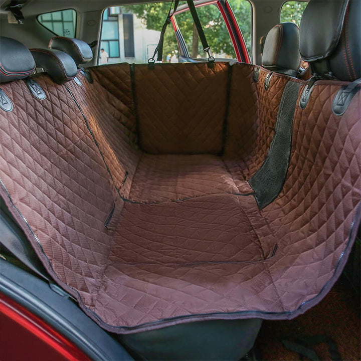 All-purpose pet car seat protector, black, offering superior waterproof and durable coverage for back seats