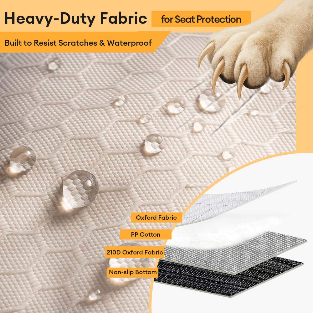 Unisex dog car seat protector, resistant to water, dirt, and pet hair, for safe pet travel
