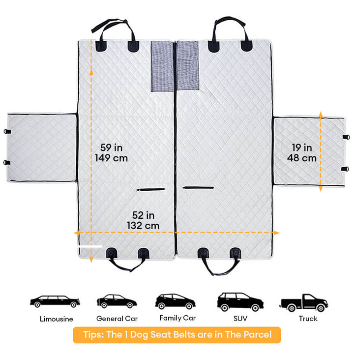 All-purpose waterproof pet car seat cover for dogs, essential pet travel accessory with convertible design