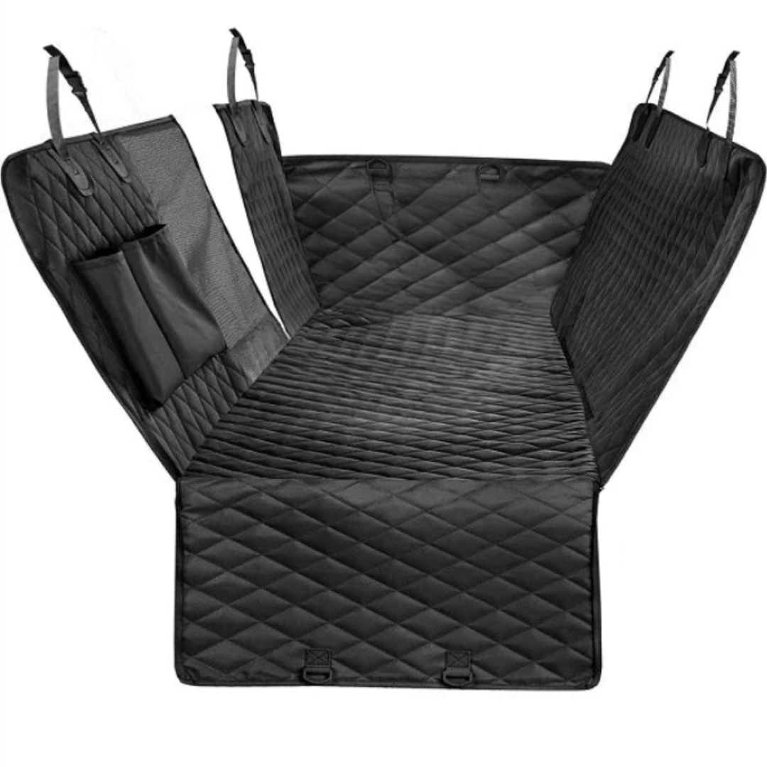 Unisex waterproof dog back seat cover for cars with breathable mesh window, pet hammock design, and durable protection.