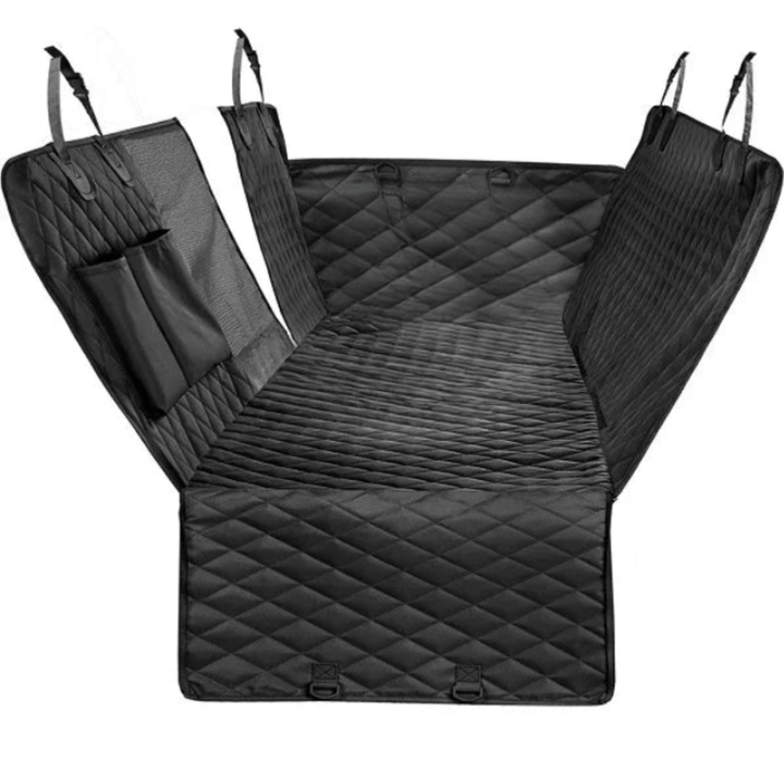 Unisex waterproof dog back seat cover for cars with breathable mesh window, pet hammock design, and durable protection.