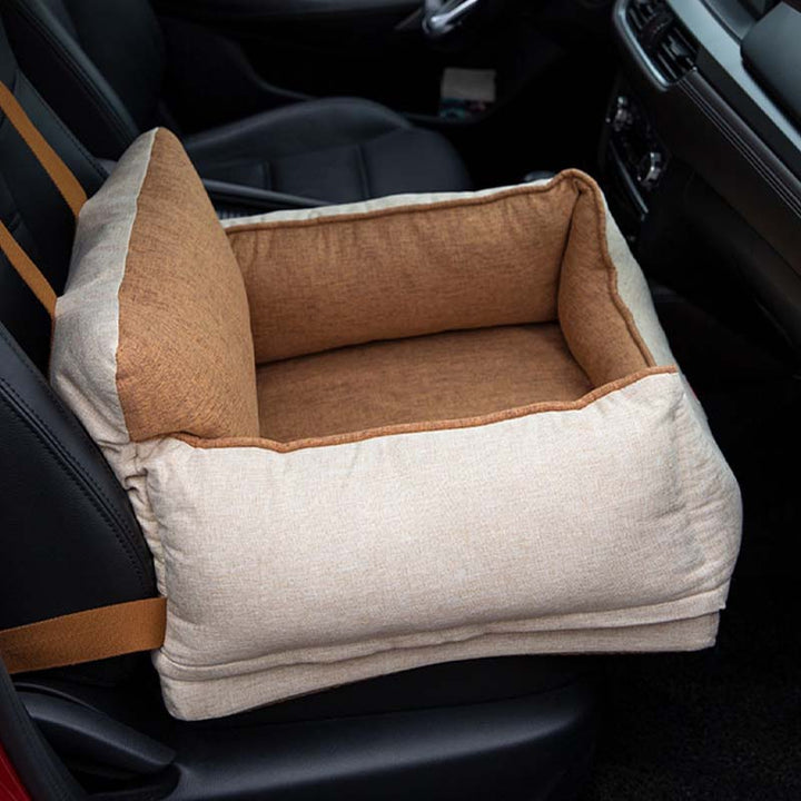 Durable dog car bed with waterproof lining, ensures pet safety during travel