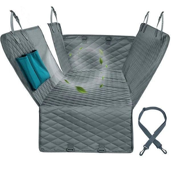 Unisex waterproof dog car seat cover, black, durable pet travel gear for backseat protection.