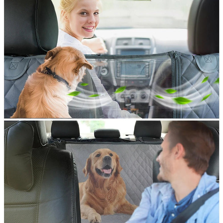 Easy-to-install waterproof backseat protector for dogs, keeping car seats clean.