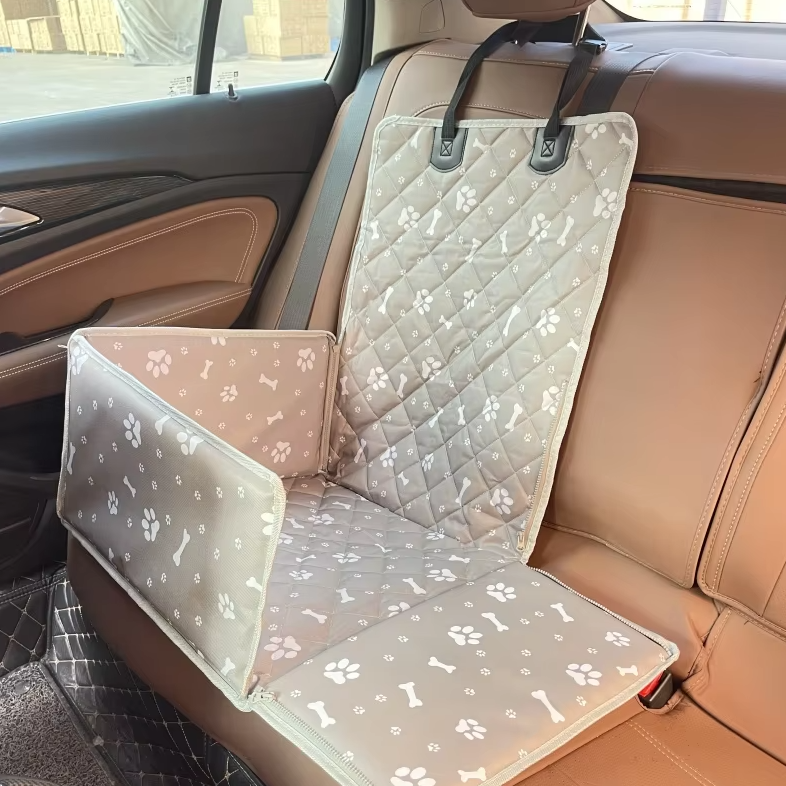 Non-slip dog car seat protector, waterproof and durable, essential pet accessory for vehicle travel.