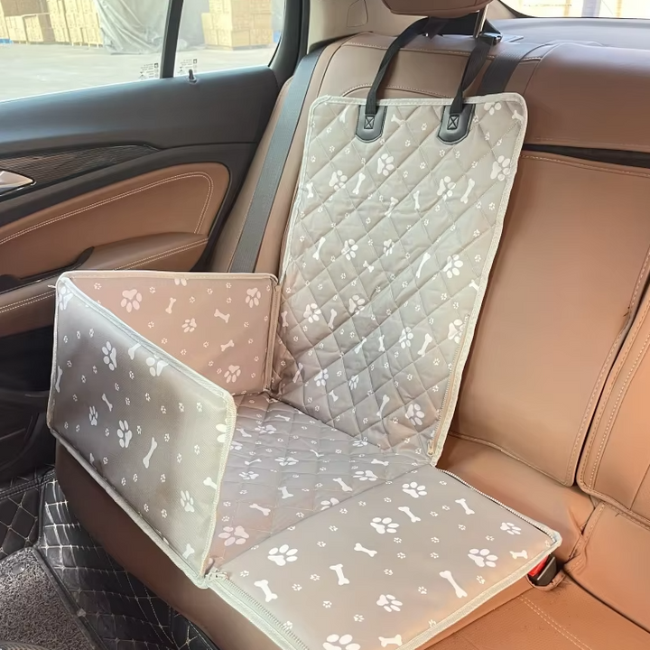 Non-slip dog car seat protector, waterproof and durable, essential pet accessory for vehicle travel.
