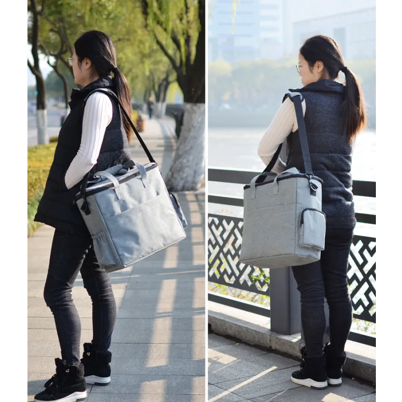 Unisex waterproof dog travel bag for pet food & accessories, ideal for car trips, featuring multiple compartments