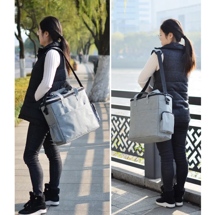 Unisex waterproof dog travel bag for pet food & accessories, ideal for car trips, featuring multiple compartments